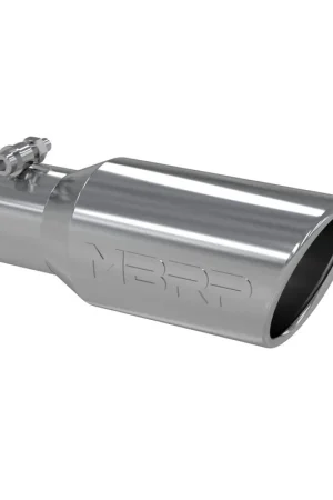 Hassle-Free Returns Exhaust Tip 4 Inch O.D. Angled Rolled End 2 3/4 Inch Inlet 10 Inch Length T304 Stainless Steel MBRP