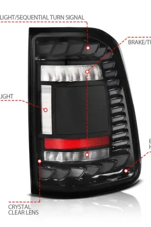 Limited Offer ANZO 19-24 RAM 1500 (Factory LED Models ONLY) Full LED Tail Lights SeqSig Black - Pair