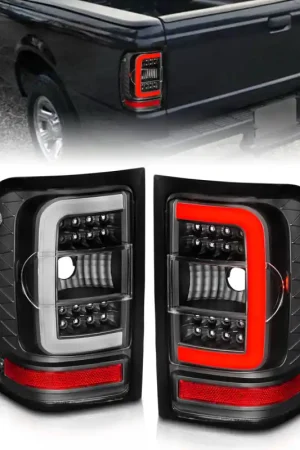 Modern ANZO 2001-2011 Ford  Ranger LED Tail Lights w/ Light Bar Black Housing Clear Lens