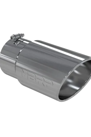 Special Discount Exhaust Tail Pipe Tip 6 Inch O.D. Angled Rolled End 5 Inch Inlet 12 Inch Length T304 Stainless Steel MBRP