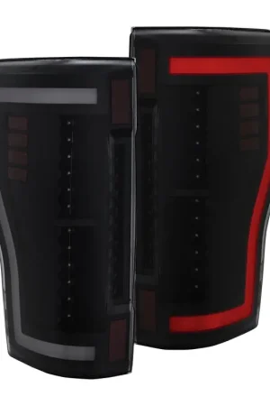 Crafted ANZO 2017+ Ford F-250 LED Taillights - Black/Smoke