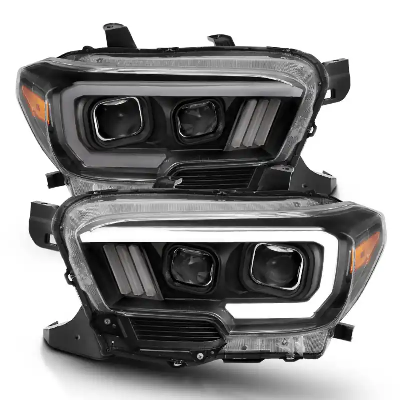 ANZO 2016-2017 Toyota Tacoma Projector Headlights w/ Plank Style Switchback Black w/ Amber Seasonal Sale