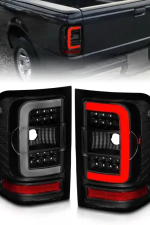 Last Chance ANZO 01-11 Ford Ranger LED Taillights - Black Housing w/ Smoke Lens & Light Bar