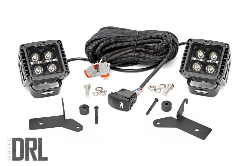 Jeep JL/Gladiator 2 Inch LED Lower Windshield Kit Black Series w/White DRL For 18-Pres Wrangler JL/20-Pres Gladiator Rough Country High Quality