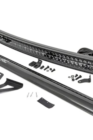 Jeep 50-inch Black Series Curved LED Light Bar w/DRL Upper Windshield Kit 84-01 Jeep XJ Cherokee Rough Country Wholesale