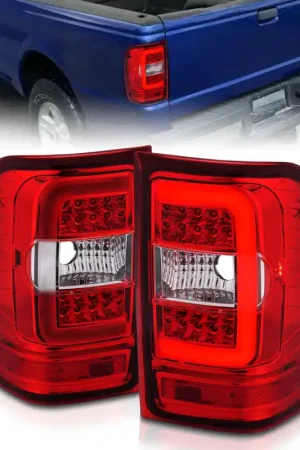 ANZO 2001-2011 Ford  Ranger LED Tail Lights w/ Light Bar Chrome Housing Red/Clear Lens Seasonal Sale