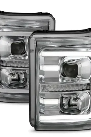 ANZO 11-16 Ford F-250/F-350/F-450 Projector Headlights w/ Plank Style Switchback Chrome w/Amber Popular