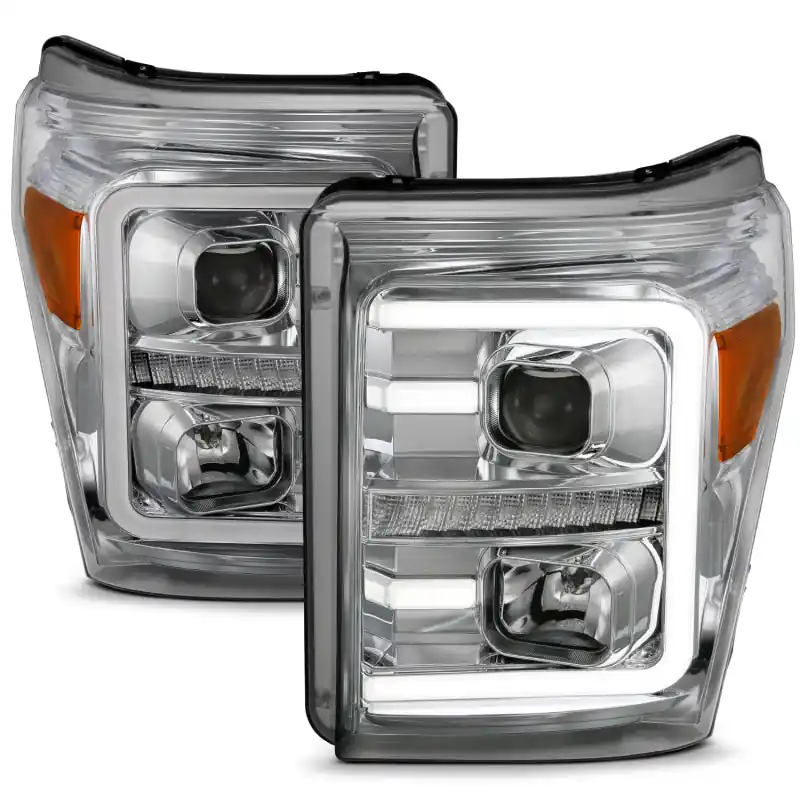 ANZO 11-16 Ford F-250/F-350/F-450 Projector Headlights w/ Plank Style Switchback Chrome w/Amber Popular
