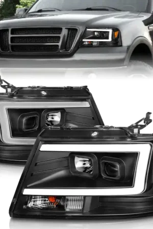 ANZO 2004-2008 Ford  F-150 Projector Headlights w/ Light Bar Black Housing Shop Now