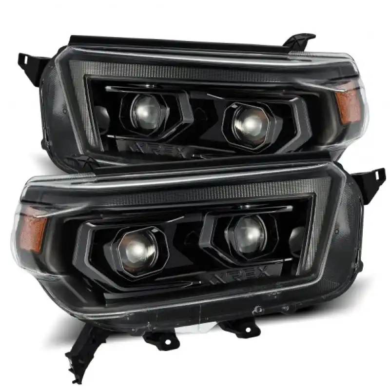 Big Sale AlphaRex 10-13 Toyota 4Runner PRO-Series Proj Headlights Plank Style Alpha Blk w/Seq Signal/DRL