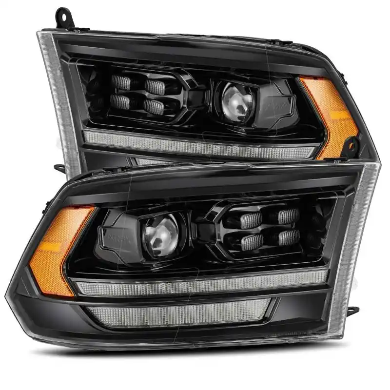 AlphaRex 09-18 Dodge Ram 2500HD LUXX LED Proj Headlights Plank Style Black w/Seq Signal/Smoked DRL Free Delivery