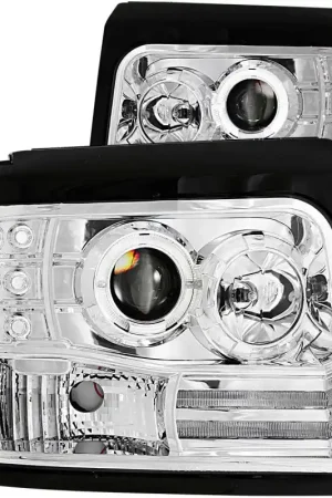 ANZO 1992-1996 Ford F-150 Projector Headlights w/ Halo Chrome w/ Side Markers and Parking Lights Deal