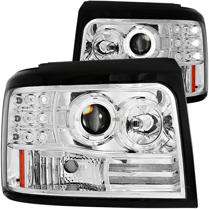 ANZO 1992-1996 Ford F-150 Projector Headlights w/ Halo Chrome w/ Side Markers and Parking Lights Deal