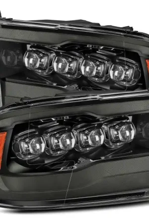 AlphaRex 09-18 Dodge Ram 1500HD NOVA LED Projector Headlights Plank Style Design Alpha Black w/DRL Flash Sale