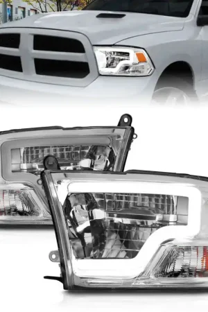 Free Delivery ANZO 2009-2020 Dodge Ram 1500 Full LED Square Projector Headlights w/ Chrome Housing Chrome Amber