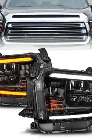 ANZO 2014-2017 Toyota Tundra LED Crystal Headlights w/ Switchback Black Housing w/ DRL Time-Limited