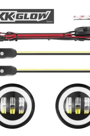 Order Now XK Glow 4In JL Black RGB LED Jeep Wrangler Fog Light XKchrome Bluetooth App Controlled Kit