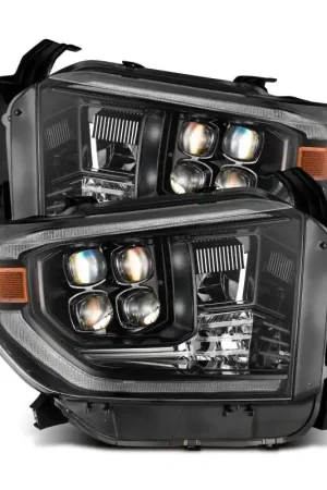 Hot Deal AlphaRex 14-21 Toyota Tundra NOVA-Series LED Proj Headlights Alpha-Blk w/Actv Light & Seq. Sig + DRL