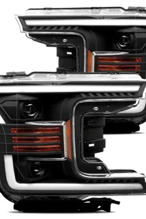 AlphaRex 18-19 Ford F-150 PRO-Series Proj Headlights Plank Style Matte Blk w/Activ Light/Seq Signal Top Pick
