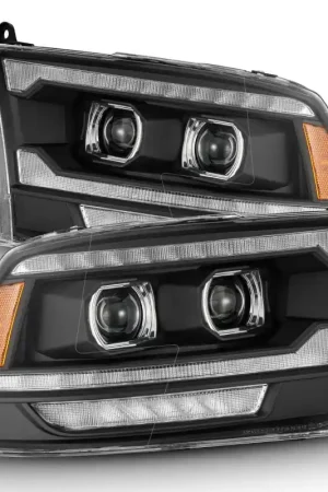 AlphaRex 09-18 Ram 1500/2500 PRO-Series Proj Headlights Black w/Sequential Signal and Top/Middle DRL Last Chance