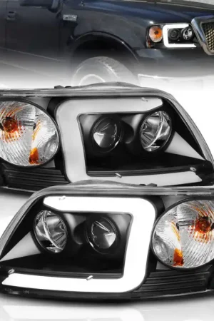 Must Have ANZO 1997-2003 Ford F-150 Projector Headlights w/ Light Bar Black Housing