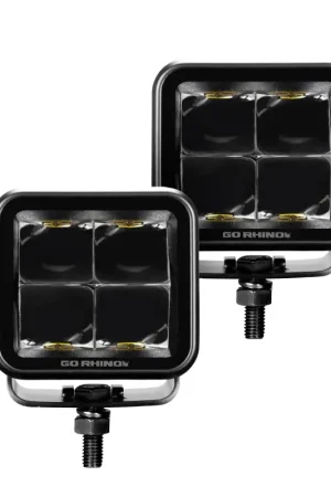 Go Rhino Xplor Blackout Series Cube LED Spot Light Kit (Surface/Threaded Stud Mnt) 2x2 - Blk (Pair) Exclusive Offer