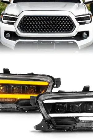 Limited Offer ANZO 16-22 Toyota Tacoma LED Projector Headlights w/ Light Bar Sequential Black Housing w/Initiation