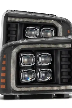 AlphaRex 05-07 Ford F250/350/450/550 Super Duty NOVA LED Proj HL Blk w/Actv Light & Seq Sig + SB DRL Order Now