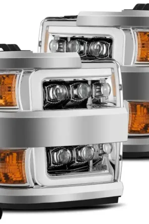 Hassle-Free Returns AlphaRex 15-18 Chevy 2500HD NOVA LED Proj Headlights Plank Style Chrome w/Activ Light/Seq Signal/DRL