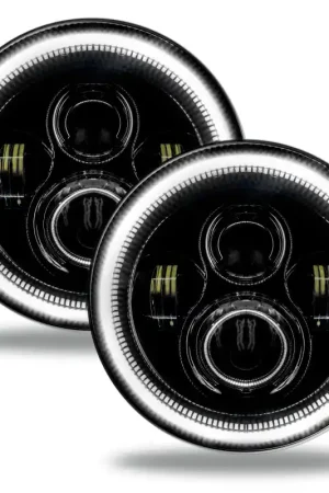 Oracle 7in High Powered LED Headlights - Black Bezel - White Viral