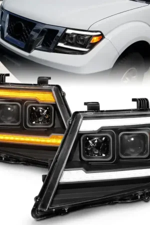 Markdown ANZO 09-20 Nissan Frontier Black Projector Plank Style DRL w/ Switchback & Sequential LED DRL