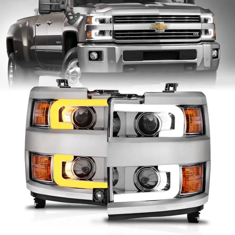 ANZO Projector Headlights 15-17 Chevrolet Silverado 2500HD / 3500HD Chrome w/ Chrome Rim Holiday Sale