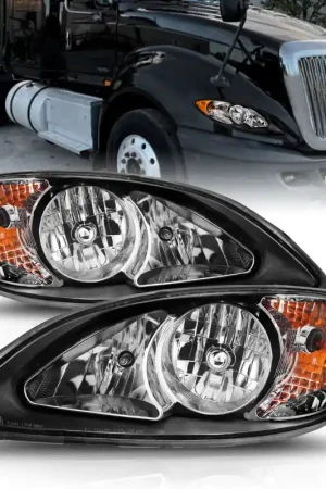 ANZO 2008-2016 International Prostar Crystal Headlights Black Housing (OE Replacement) New Release
