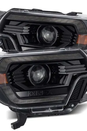 AlphaRex 12-15 Toyota Tacoma LUXX LED Projector Headlights Plank Style Alpha Black w/DRL Luxury