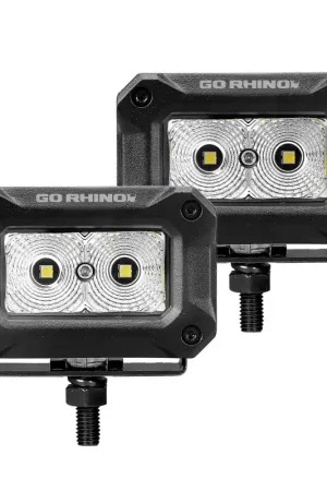 Go Rhino Xplor Bright Series Rectangle LED Flood Light Kit (Surface/Thread Std Mnt) 3x2 - Blk (Pair) Bulk Order