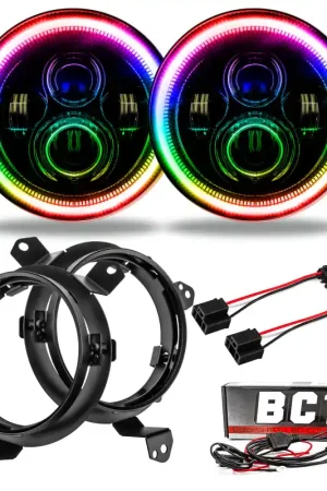 Grab Now Oracle Jeep Wrangler JL/JT 7in. High Powered LED Headlights (Pair) - w/ BC1 Controller