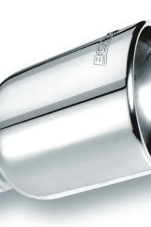 Borla Universal Polished Tip Single Round Rolled Angle-Cut w/Clamp (inlet 2 1/2in. Outlet 4 x 4in) * Special Offer