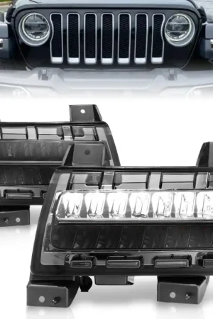 Fan Favorite ANZO 2018-2021 Jeep Wrangler LED Side Markers Chrome Housing Smoke Lens w/ Seq. Signal Sport Bulb