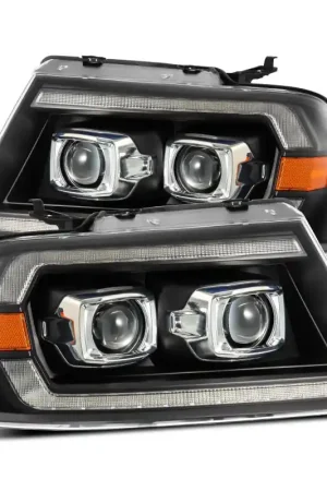 AlphaRex 04-08 Ford F150 PRO-Series Projector Headlights Alpha-Black w/ Sequential Signal and DRL Final Sale