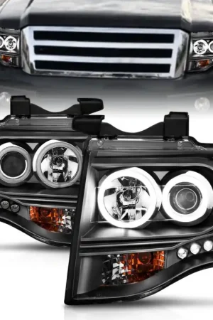 ANZO 2007-2014 Ford Expedition Projector Headlights w/ Halo Black New Release