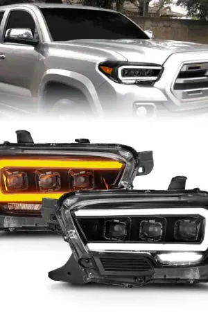 ANZO 16-22 Toyota Tacoma SR/SR5 ONLY Full LED Proj Headlights w/Light Bar Seq. Blk w/Initiation Lgt Limited Edition