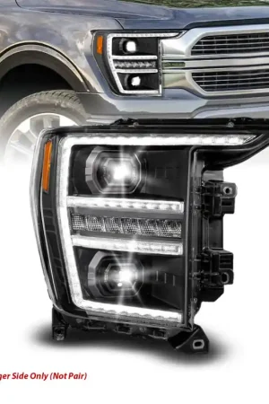 Original ANZO 21-23 Ford F150 LED Projector Headlight w/Switchback+Sequential - Black (Passenger Side Only)