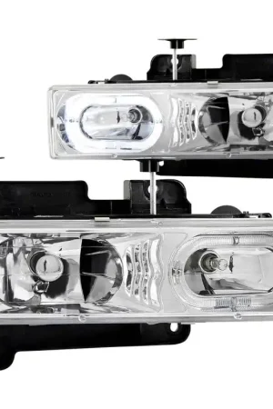 ANZO 1988-1998 Chevrolet C1500 Crystal Headlights Chrome w/ Halo Exclusive