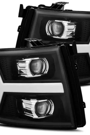 AlphaRex 07-13 Chevy 1500HD PRO-Series Proj Headlight Plank Style Matte Blk w/Activ Light/Seq Signal Genuine
