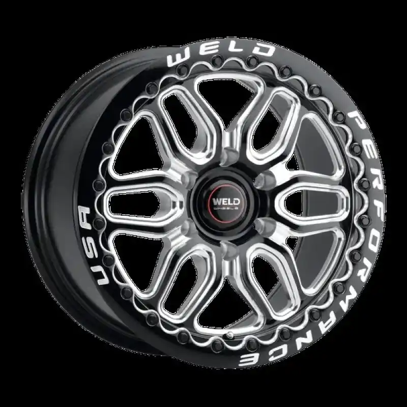 Handmade Weld Racing 17x11 Laguna 6 Bead Lock 6x127 ET36 BS 7.375 Gloss Black Milled - Diamond Lip DIA 78.1