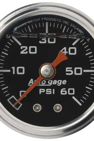 Exclusive Offer Autometer AutoGage 1.5in Liquid Filled Mechanical 0-60 PSI Fuel Pressure Gauge - Black