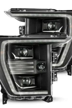 Crafted AlphaRex 21-22 Ford F150 PRO-Series Projector headlights Black w/Activ Light/Seq Signal
