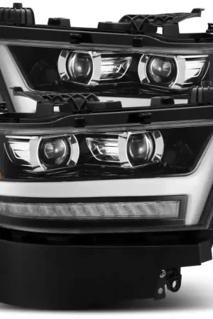 Order Now AlphaRex 19-20 Ram 1500HD PRO-Series Proj Headlights Plnk Style Jet Blk w/Activ Light/Seq Signal/DRL