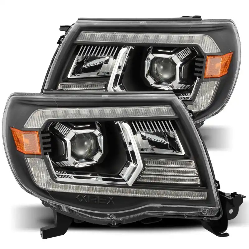 AlphaRex 05-11 Toyota Tacoma PRO-Series Projector Headlights Plank Style Design Black w/DRL Direct From Factory