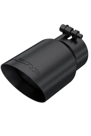 Original MBRP Tip 3in Round x 4in Inlet OD Dual Walled Angled Black Tip - Fits all 3in Exhausts
